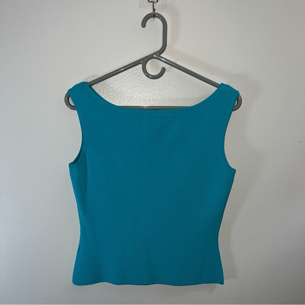 Turquoise knit boat neck tank top women’s size small